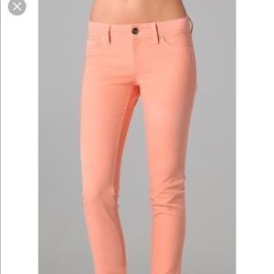 DL1961 skinny ankle peach colored jeans